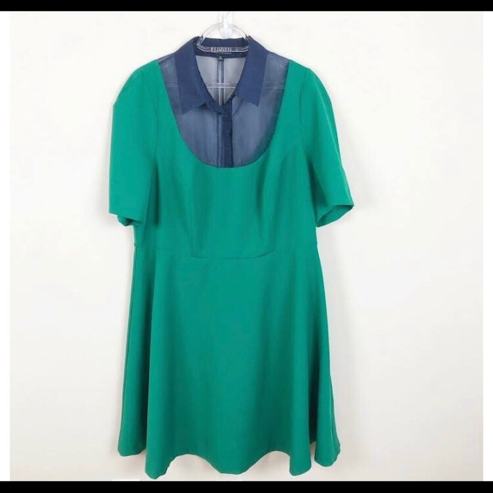 Eloquii Studio Fit & Flare Green Mesh Detail D. 👗